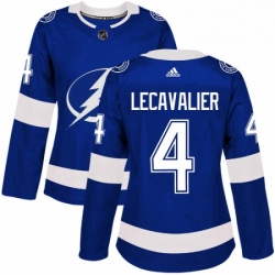 Womens Adidas Tampa Bay Lightning 4 Vincent Lecavalier Authentic Royal Blue Home NHL Jersey 