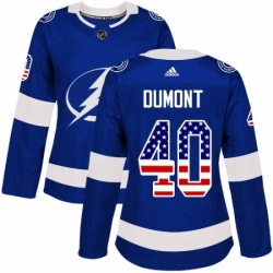 Womens Adidas Tampa Bay Lightning 40 Gabriel Dumont Authentic Blue USA Flag Fashion NHL Jersey 