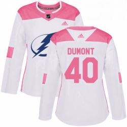 Womens Adidas Tampa Bay Lightning 40 Gabriel Dumont Authentic WhitePink Fashion NHL Jersey 