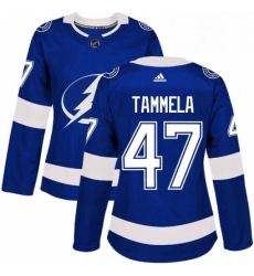 Womens Adidas Tampa Bay Lightning 47 Jonne Tammela Authentic Royal Blue Home NHL Jersey 