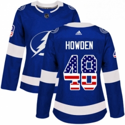 Womens Adidas Tampa Bay Lightning 48 Brett Howden Authentic Blue USA Flag Fashion NHL Jersey 
