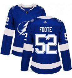 Womens Adidas Tampa Bay Lightning 52 Callan Foote Authentic Royal Blue Home NHL Jersey 
