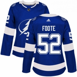 Womens Adidas Tampa Bay Lightning 52 Callan Foote Authentic Royal Blue Home NHL Jersey 