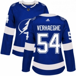 Womens Adidas Tampa Bay Lightning 54 Carter Verhaeghe Authentic Royal Blue Home NHL Jersey 