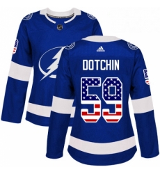 Womens Adidas Tampa Bay Lightning 59 Jake Dotchin Authentic Blue USA Flag Fashion NHL Jersey 