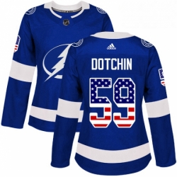 Womens Adidas Tampa Bay Lightning 59 Jake Dotchin Authentic Blue USA Flag Fashion NHL Jersey 