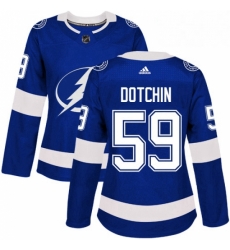 Womens Adidas Tampa Bay Lightning 59 Jake Dotchin Authentic Royal Blue Home NHL Jersey 