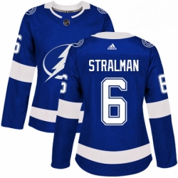 Womens Adidas Tampa Bay Lightning 6 Anton Stralman Authentic Royal Blue Home NHL Jersey 