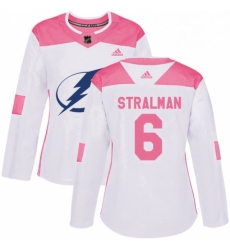 Womens Adidas Tampa Bay Lightning 6 Anton Stralman Authentic WhitePink Fashion NHL Jersey 