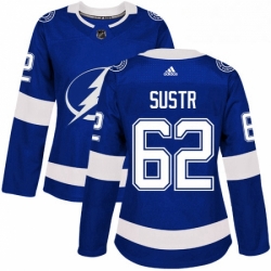 Womens Adidas Tampa Bay Lightning 62 Andrej Sustr Authentic Royal Blue Home NHL Jersey 