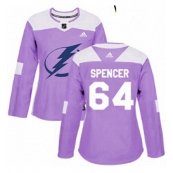 Womens Adidas Tampa Bay Lightning 64 Matthew Spencer Authentic Purple Fights Cancer Practice NHL Jersey 