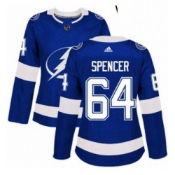 Womens Adidas Tampa Bay Lightning 64 Matthew Spencer Authentic Royal Blue Home NHL Jersey 