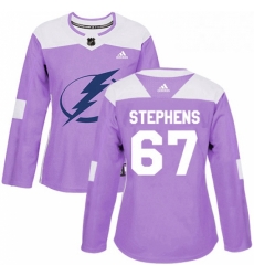 Womens Adidas Tampa Bay Lightning 67 Mitchell Stephens Authentic Purple Fights Cancer Practice NHL Jersey 