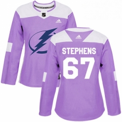 Womens Adidas Tampa Bay Lightning 67 Mitchell Stephens Authentic Purple Fights Cancer Practice NHL Jersey 
