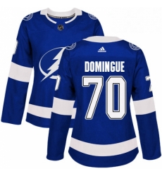 Womens Adidas Tampa Bay Lightning 70 Louis Domingue Authentic Royal Blue Home NHL Jersey 