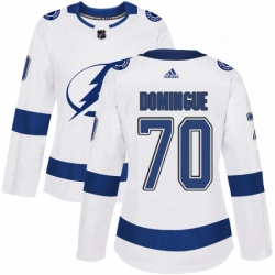 Womens Adidas Tampa Bay Lightning 70 Louis Domingue Authentic White Away NHL Jerse