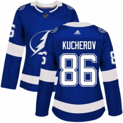 Womens Adidas Tampa Bay Lightning 86 Nikita Kucherov Authentic Royal Blue Home NHL Jersey 