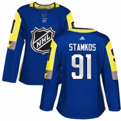 Womens Adidas Tampa Bay Lightning 91 Steven Stamkos Authentic Royal Blue 2018 All Star Atlantic Division NHL Jersey 