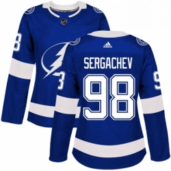 Womens Adidas Tampa Bay Lightning 98 Mikhail Sergachev Authentic Royal Blue Home NHL Jersey 