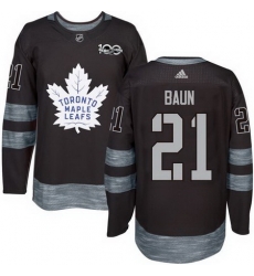 Maple Leafs #21 Bobby Baun Black 1917 2017 100th Anniversary Stitched NHL Jersey
