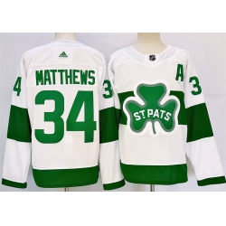 Men Toronto Maple Leafs 34 Auston Matthews White St Patricks Authentic Jersey