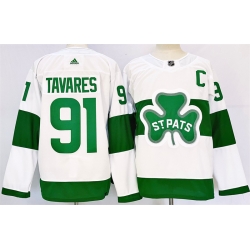 Men Toronto Maple Leafs 91 John Tavares White St Patricks Authentic Jersey