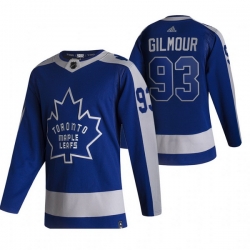 Men Toronto Maple Leafs 93 Doug Gilmour Blue Adidas 2020 21 Reverse Retro Alternate NHL Jersey