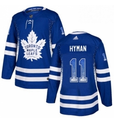 Mens Adidas Toronto Maple Leafs 11 Zach Hyman Authentic Blue Drift Fashion NHL Jersey 