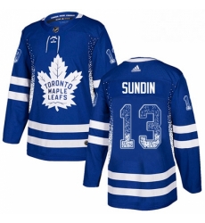 Mens Adidas Toronto Maple Leafs 13 Mats Sundin Authentic Blue Drift Fashion NHL Jersey 