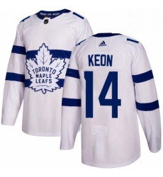 Mens Adidas Toronto Maple Leafs 14 Dave Keon Authentic White 2018 Stadium Series NHL Jersey 