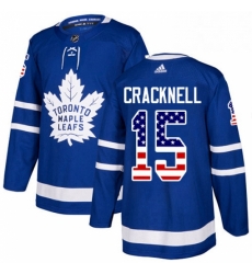 Mens Adidas Toronto Maple Leafs 15 Adam Cracknell Authentic Royal Blue USA Flag Fashion NHL Jersey 