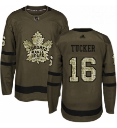 Mens Adidas Toronto Maple Leafs 16 Darcy Tucker Authentic Green Salute to Service NHL Jersey 