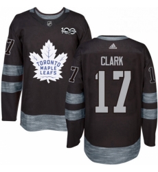 Mens Adidas Toronto Maple Leafs 17 Wendel Clark Authentic Black 1917 2017 100th Anniversary NHL Jersey 