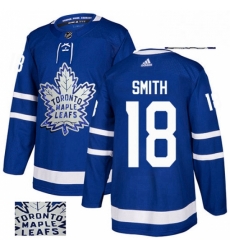 Mens Adidas Toronto Maple Leafs 18 Ben Smith Authentic Royal Blue Fashion Gold NHL Jersey 