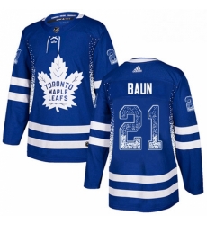 Mens Adidas Toronto Maple Leafs 21 Bobby Baun Authentic Blue Drift Fashion NHL Jersey 