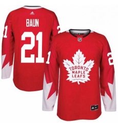 Mens Adidas Toronto Maple Leafs 21 Bobby Baun Authentic Red Alternate NHL Jersey 