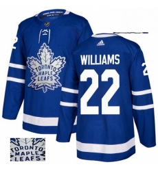 Mens Adidas Toronto Maple Leafs 22 Tiger Williams Authentic Royal Blue Fashion Gold NHL Jersey 
