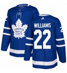 Mens Adidas Toronto Maple Leafs 22 Tiger Williams Authentic Royal Blue Home NHL Jersey 