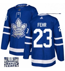Mens Adidas Toronto Maple Leafs 23 Eric Fehr Authentic Royal Blue Fashion Gold NHL Jersey 