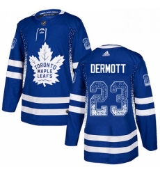 Mens Adidas Toronto Maple Leafs 23 Travis Dermott Authentic Blue Drift Fashion NHL Jersey 