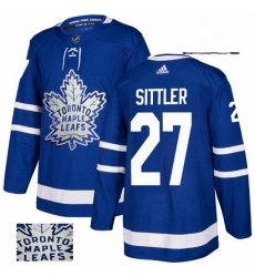 Mens Adidas Toronto Maple Leafs 27 Darryl Sittler Authentic Royal Blue Fashion Gold NHL Jersey 