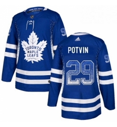 Mens Adidas Toronto Maple Leafs 29 Felix Potvin Authentic Blue Drift Fashion NHL Jersey 