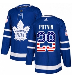 Mens Adidas Toronto Maple Leafs 29 Felix Potvin Authentic Royal Blue USA Flag Fashion NHL Jersey 
