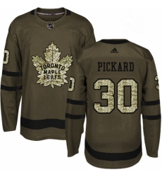 Mens Adidas Toronto Maple Leafs 30 Calvin Pickard Authentic Green Salute to Service NHL Jersey 