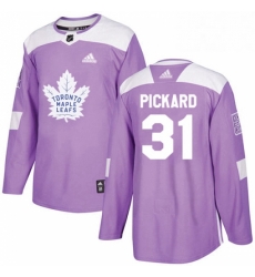 Mens Adidas Toronto Maple Leafs 31 Calvin Pickard Authentic Purple Fights Cancer Practice NHL Jersey 