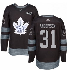 Mens Adidas Toronto Maple Leafs 31 Frederik Andersen Authentic Black 1917 2017 100th Anniversary NHL Jersey 