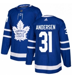 Mens Adidas Toronto Maple Leafs 31 Frederik Andersen Authentic Royal Blue Home NHL Jersey 