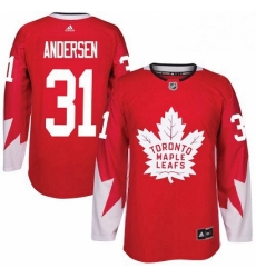 Mens Adidas Toronto Maple Leafs 31 Frederik Andersen Premier Red Alternate NHL Jersey 