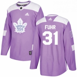 Mens Adidas Toronto Maple Leafs 31 Grant Fuhr Authentic Purple Fights Cancer Practice NHL Jersey 