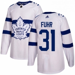 Mens Adidas Toronto Maple Leafs 31 Grant Fuhr Authentic White 2018 Stadium Series NHL Jersey 